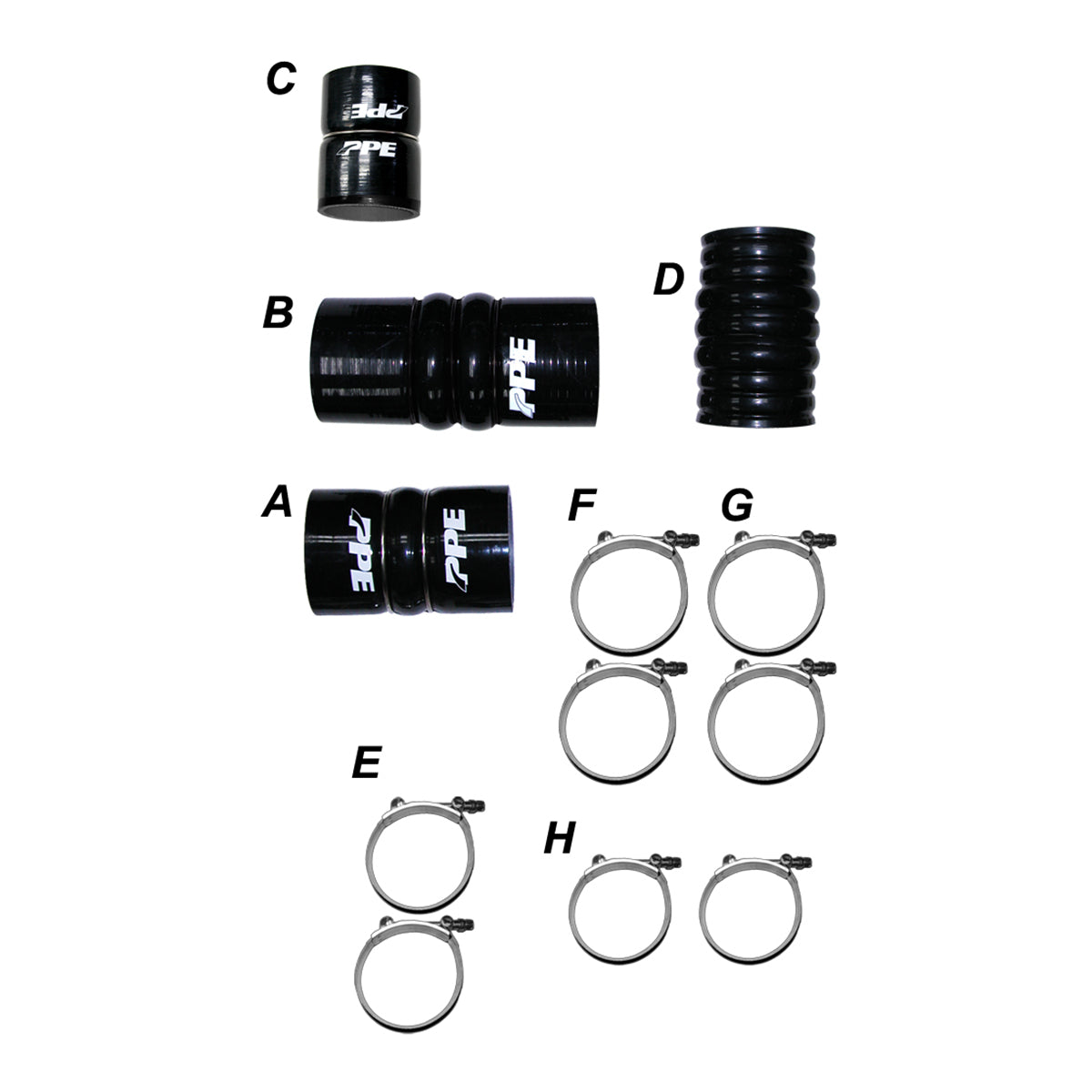 PPE Diesel 115911114 LML 11-16 Silicone Hose And Clamp Kit Black PPE Diesel