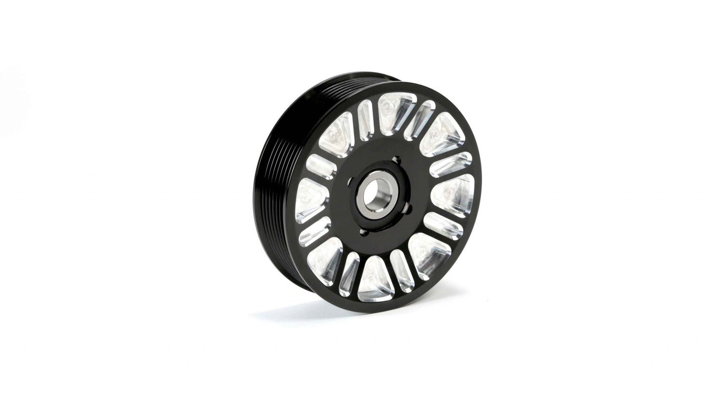 Fleece Performance FPE-34657-BLK-SPK 2003-2018 Cummins Upper Fan Pulley Idler Black Finish Contract Cut Fleece Performance