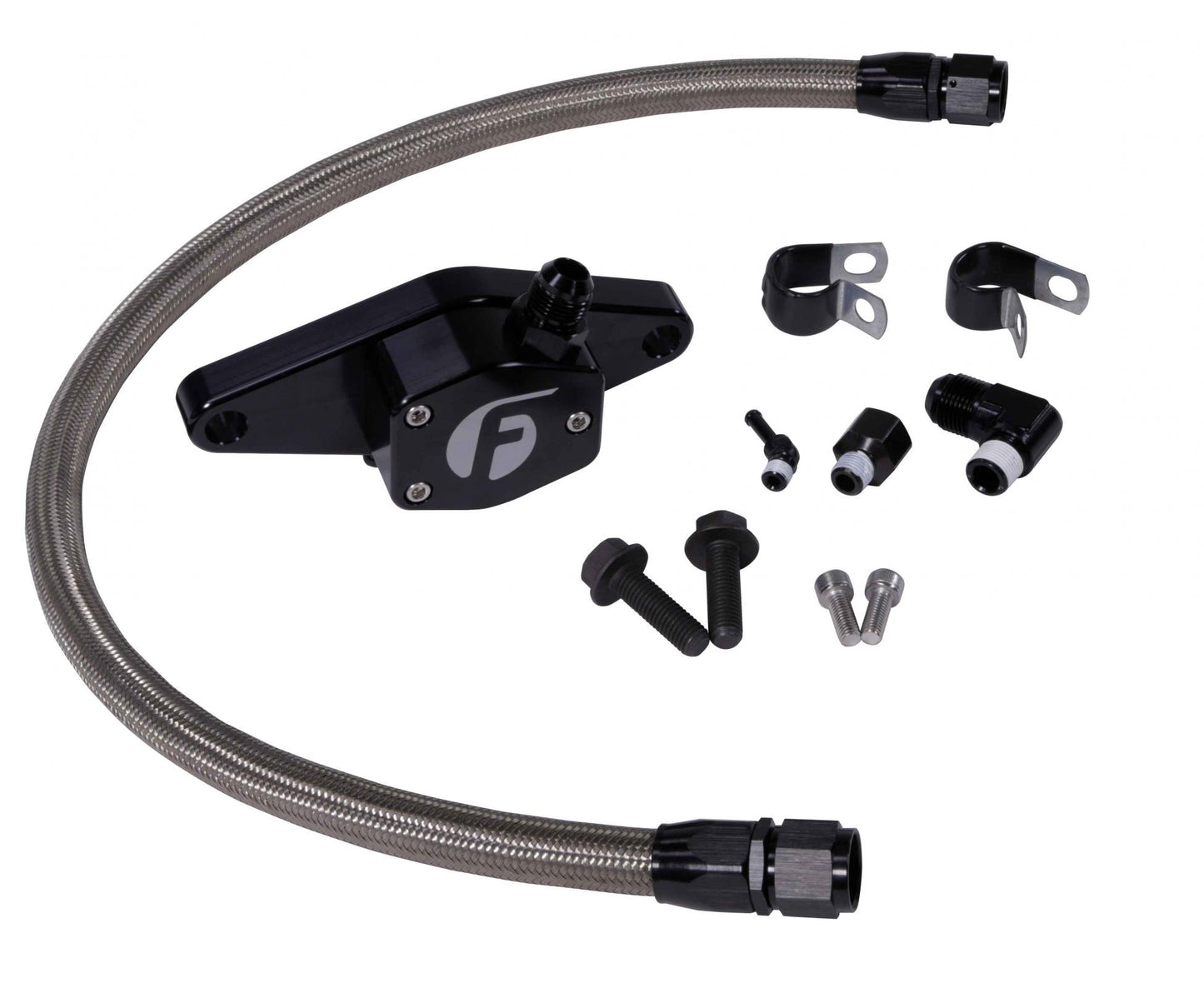 Fleece Performance FPE-CLNTBYPS-CUMMINS-12V-SS Cummins Coolant Bypass Kit 12V 94-98 with Stainless Steel Braided Line Fleece Performance