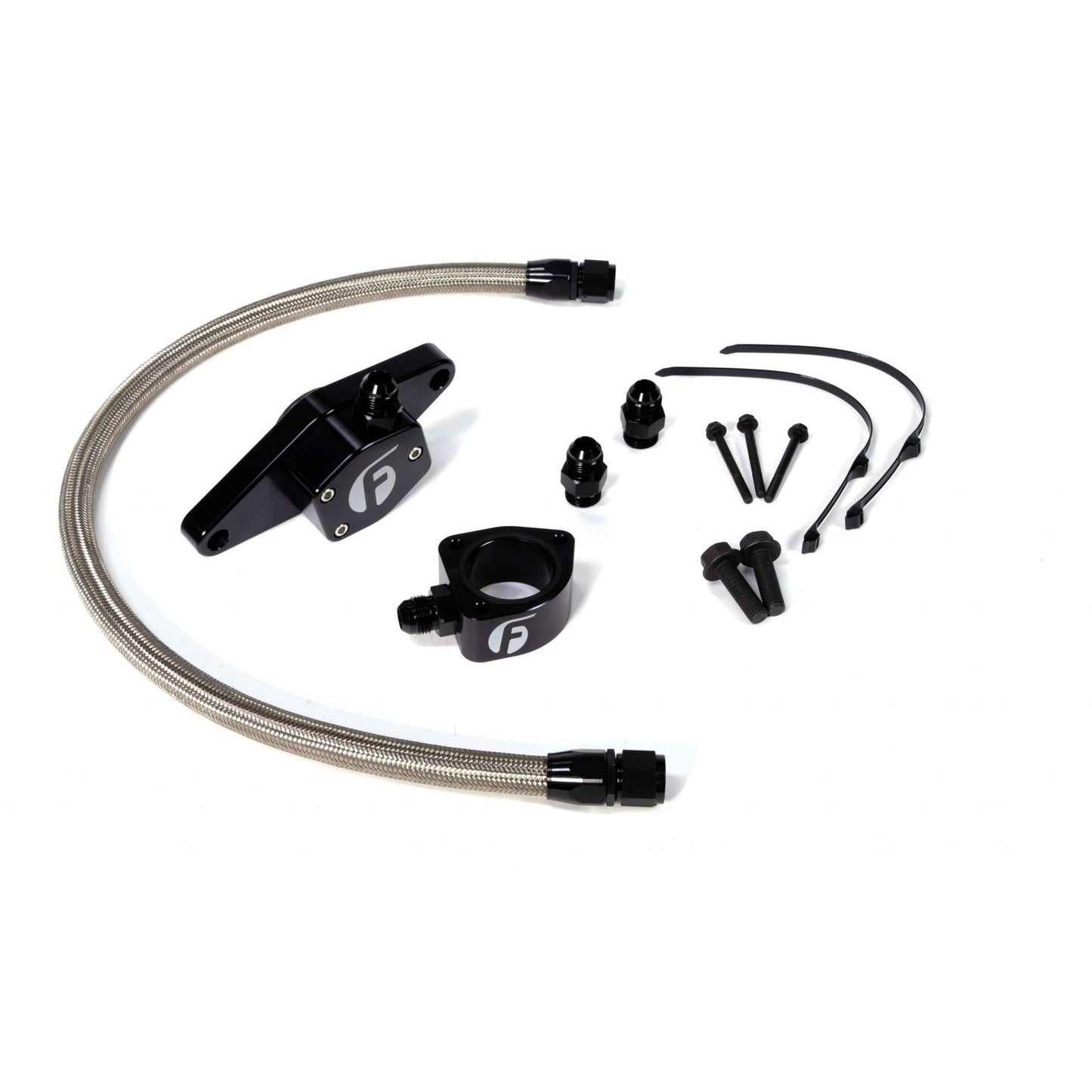 Fleece Performance FPE-CLNTBYPS-CUMMINS-VP-SS Cummins Coolant Bypass Kit VP 98.5-02 with Stainless Steel Braided Line Fleece Performance