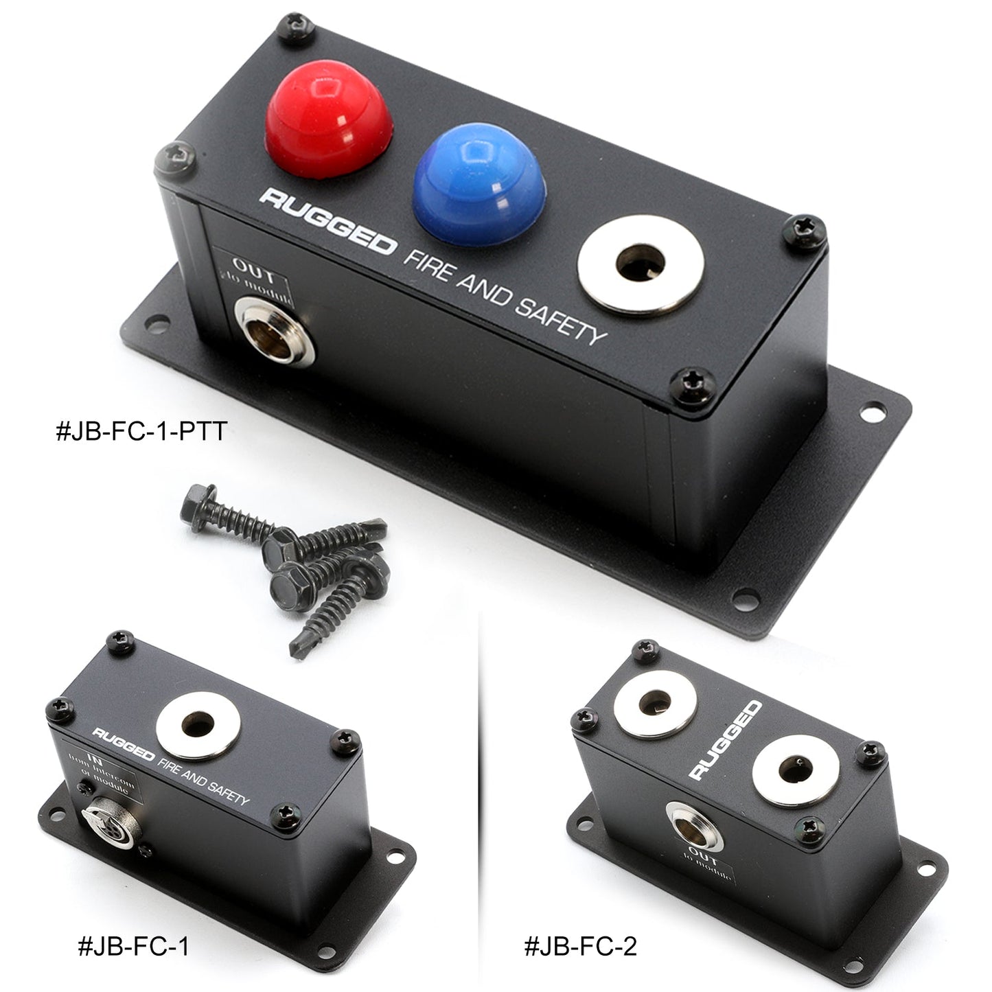 Rugged Radios JB-FC-1-PTT Jack Box Headset Stations for RRP800 Fire & Safety Intercoms - Single Position Jack Box with Dual PTT