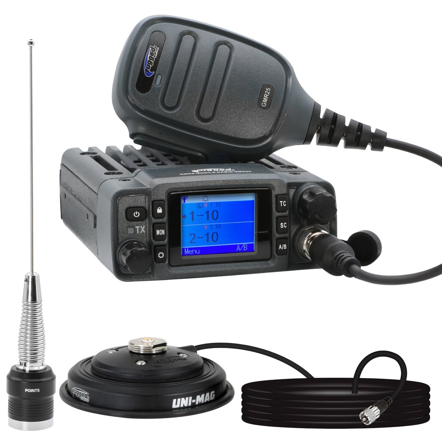 Rugged Radios RK-GMR25 Radio Kit - GMR25 Waterproof GMRS Band Mobile Radio with Antenna