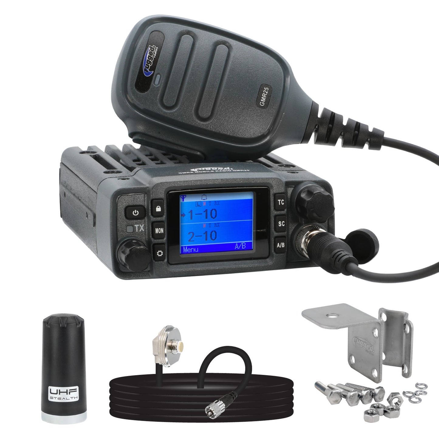 Rugged Radios RKL-GMR25 Radio Kit Lite - GMR25 Waterproof GMRS Mobile Radio with Stealth Antenna
