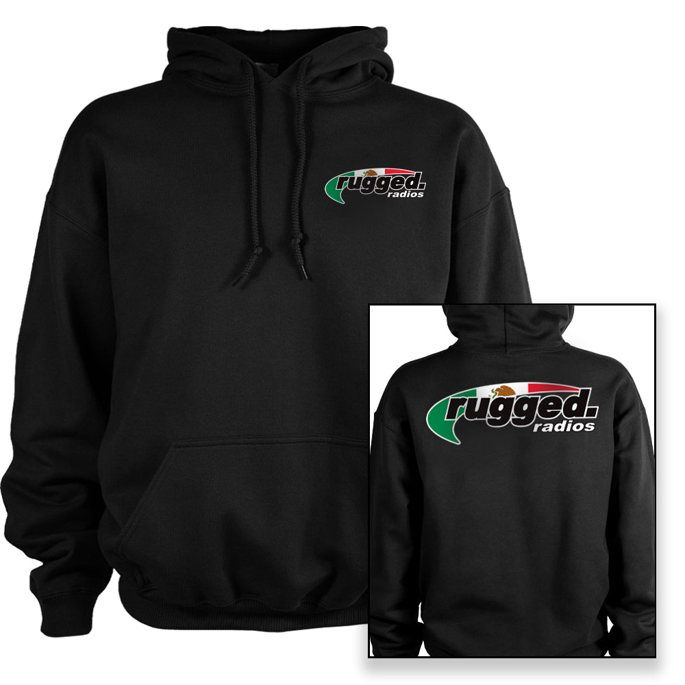 Rugged Radios HOODIE-MXFLAG-XL Rugged Radios MEXICAN FLAG Pullover Hoodie - Black - XL
