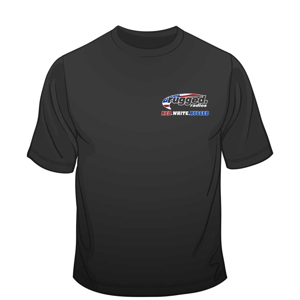 Rugged Radios MS-USA-LG Rugged Radios AMERICAN FLAG T-Shirt - Black - Large
