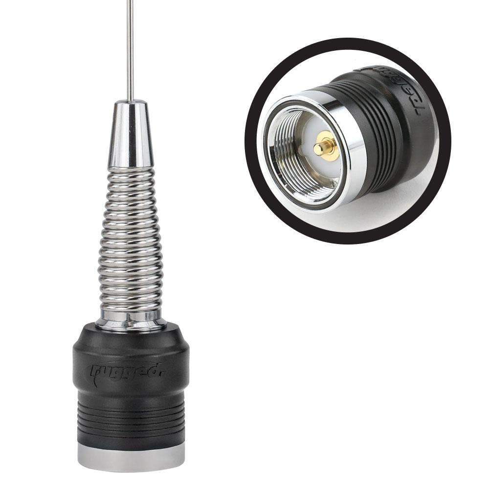 Rugged Radios WB-1/4W-HD UHF & VHF Wide Band 1/4 Wave Antenna with Spring (132 - 525 MHz)