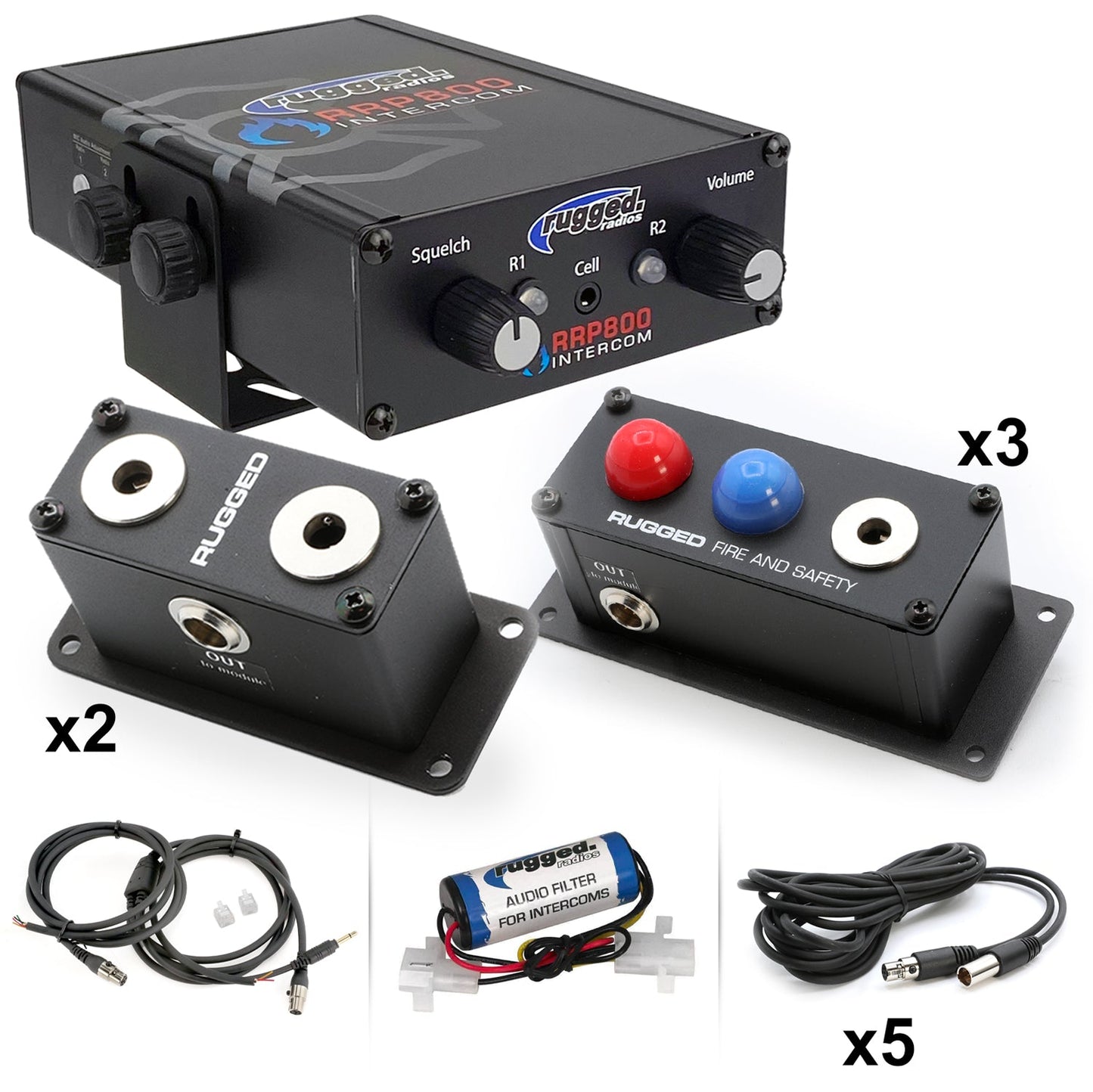 Rugged Radios 800-6P-PP Fire and Safety 6-Person Dual Radio and Pump Panel Intercom Kit