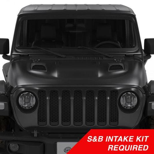 S&B Filters AS-1014 Air Hood Scoop System for 18-22 Wrangler JL Rubicon 2.0L, 3.6L, 20-22 Jeep Gladiator 3.6L Intake Required
