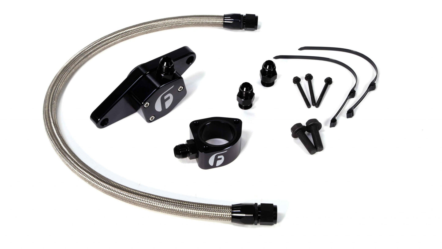 Fleece Performance FPE-CLNTBYPS-CUMMINS-VP-SS Cummins Coolant Bypass Kit VP 98.5-02 with Stainless Steel Braided Line Fleece Performance