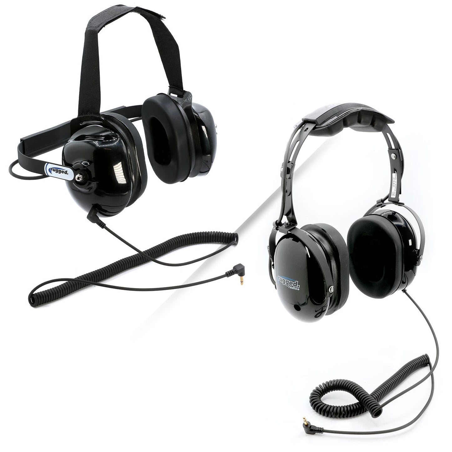 Rugged Radios H20-BLK Listen Only Headsets with 3.5 mm Mono Audio Cable - H20 Over-the-Head
