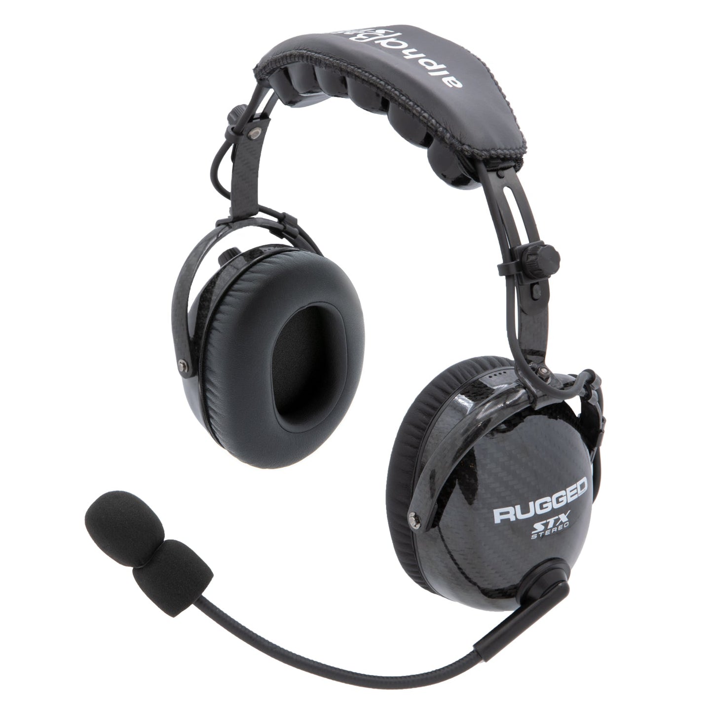 Rugged Radios H28-STX AlphaBass Carbon Fiber Stereo Headset with Bass Boost and Volume Control (OTH and BTH) - Over The Head