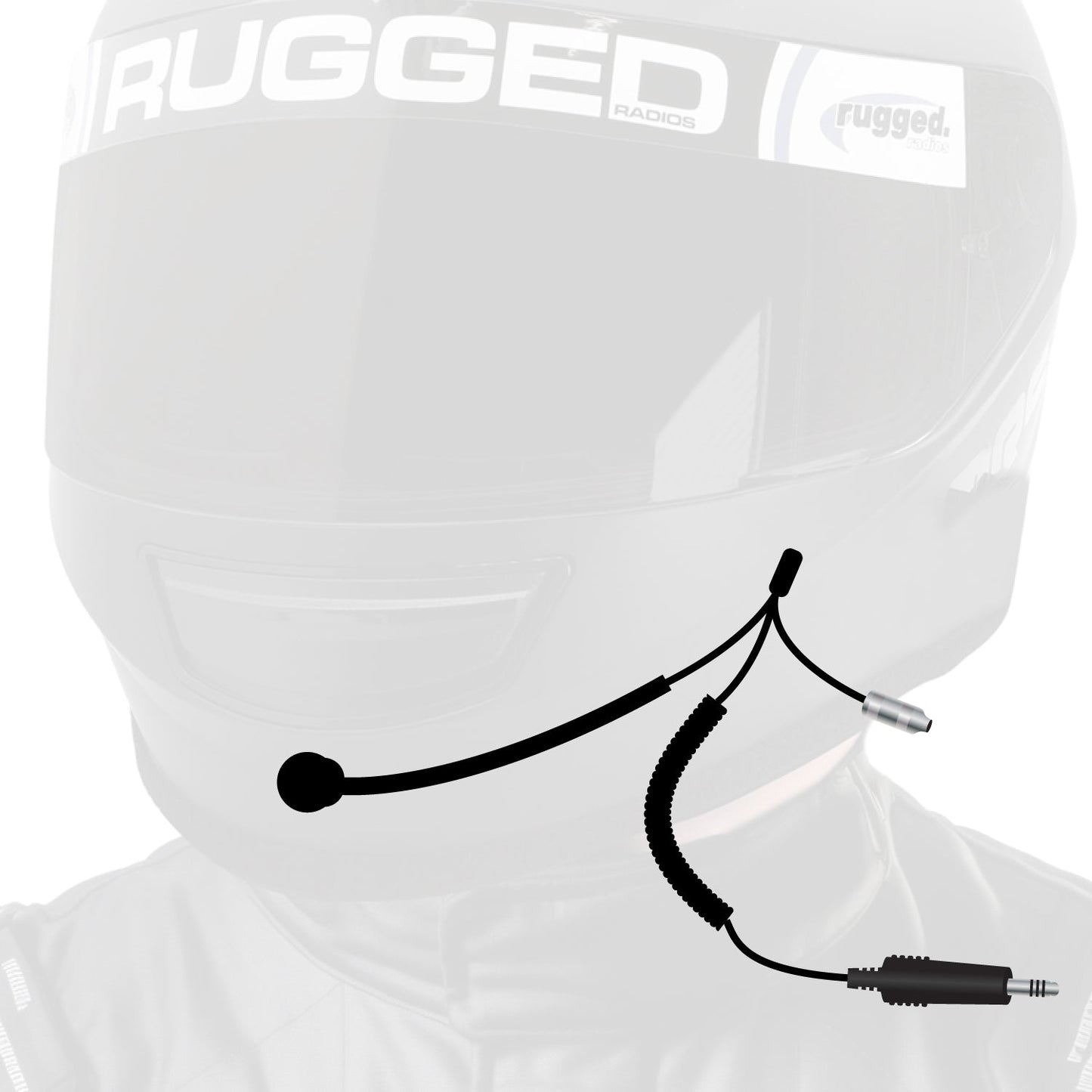 Rugged Radios HK-IFC 4C IMSA Wired Coil Cord Helmet Kit with Mic and 3.5mm Jack