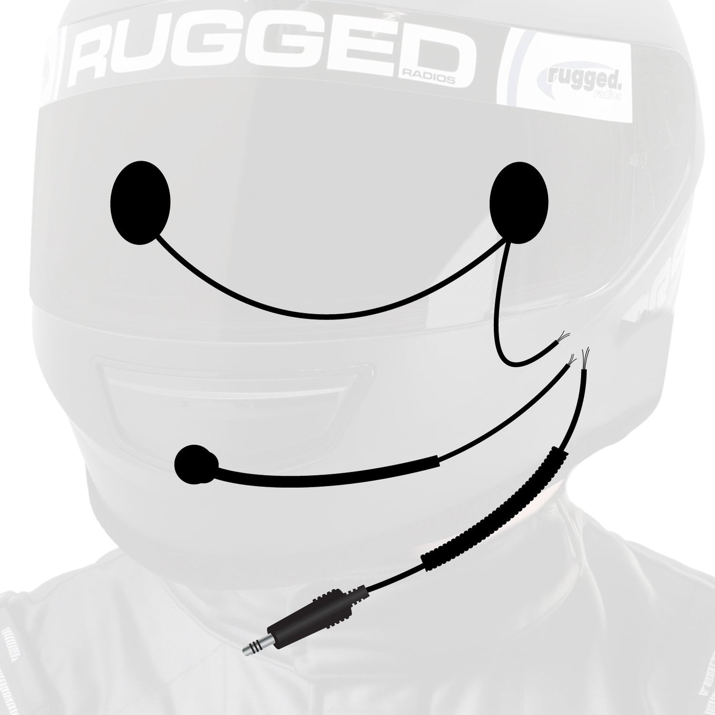 Rugged Radios HK-PFC-3.5 Peltor 4-Conductor Helmet Kits - Mic / 1/8  Ear Bud Jack / Coil Cord / Straight