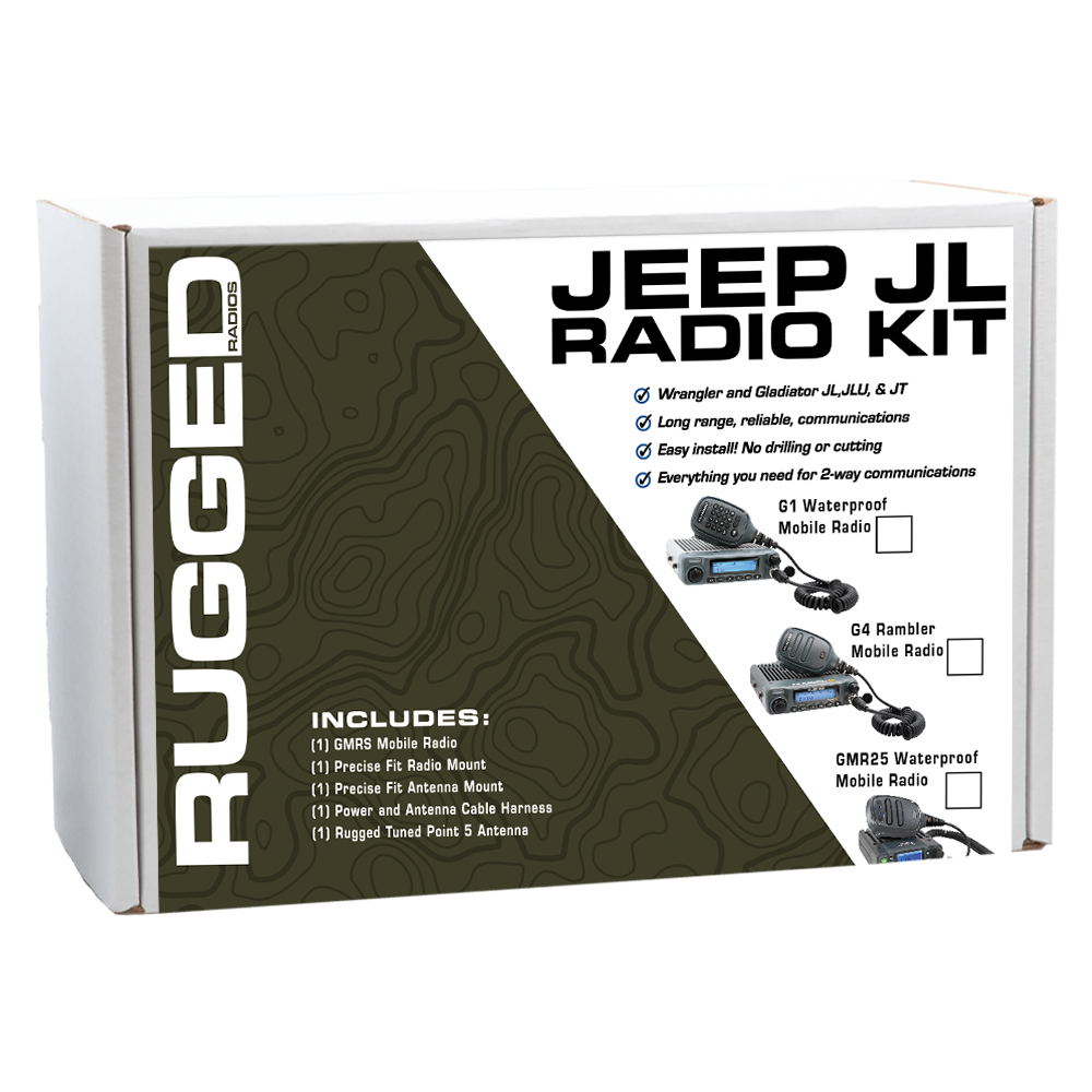 Rugged Radios JP1-G1 Jeep Wrangler JL JLU and Gladiator JT Two-Way GMRS Mobile Radio Kit - G1 Waterproof