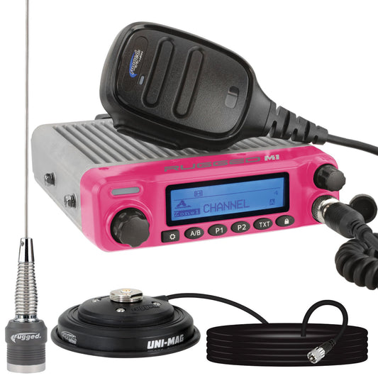 Rugged Radios RK-M1-V-PINK Radio Kit • Pink Rugged M1 RACE SERIES Waterproof Mobile Radio with Antenna • Digital and Analog