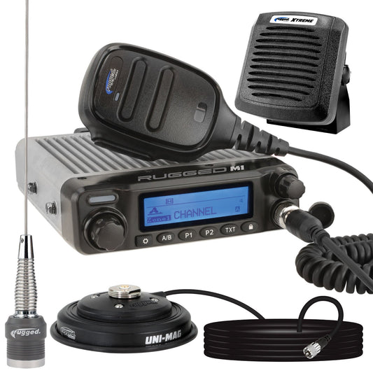 Rugged Radios RK-M1-V-SPK Radio Kit Plus - M1 RACE SERIES - High Power Waterproof Business Band Mobile Radio Kit with External Speaker