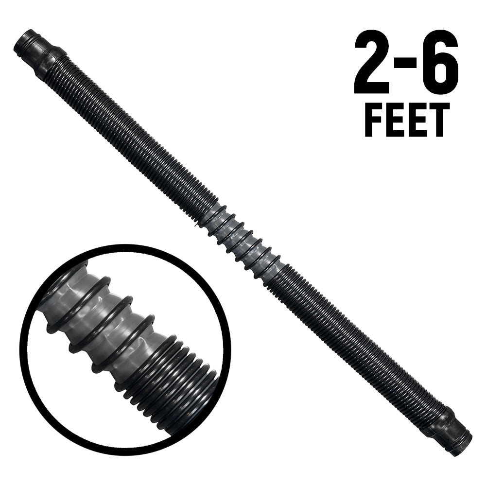 Rugged Radios MAC-X-HOSE-BLK Ultra Flex Expandable Helmet Air Pumper Hose - 2 to 6 Feet