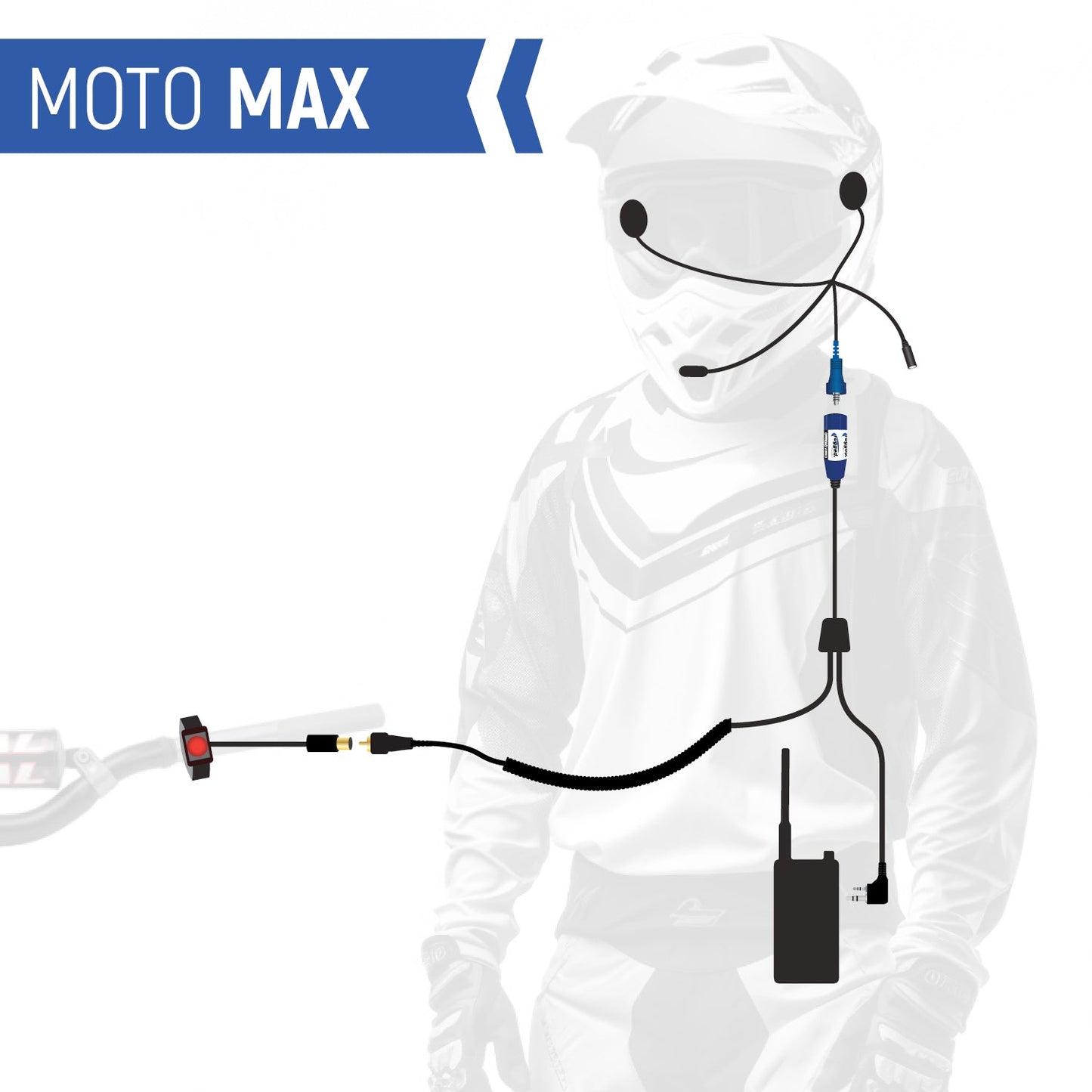 Rugged Radios MH-KIT-R1 MOTO MAX Complete Motorcycle Communication Kit with Heavy-Duty OFFROAD Cables - R1