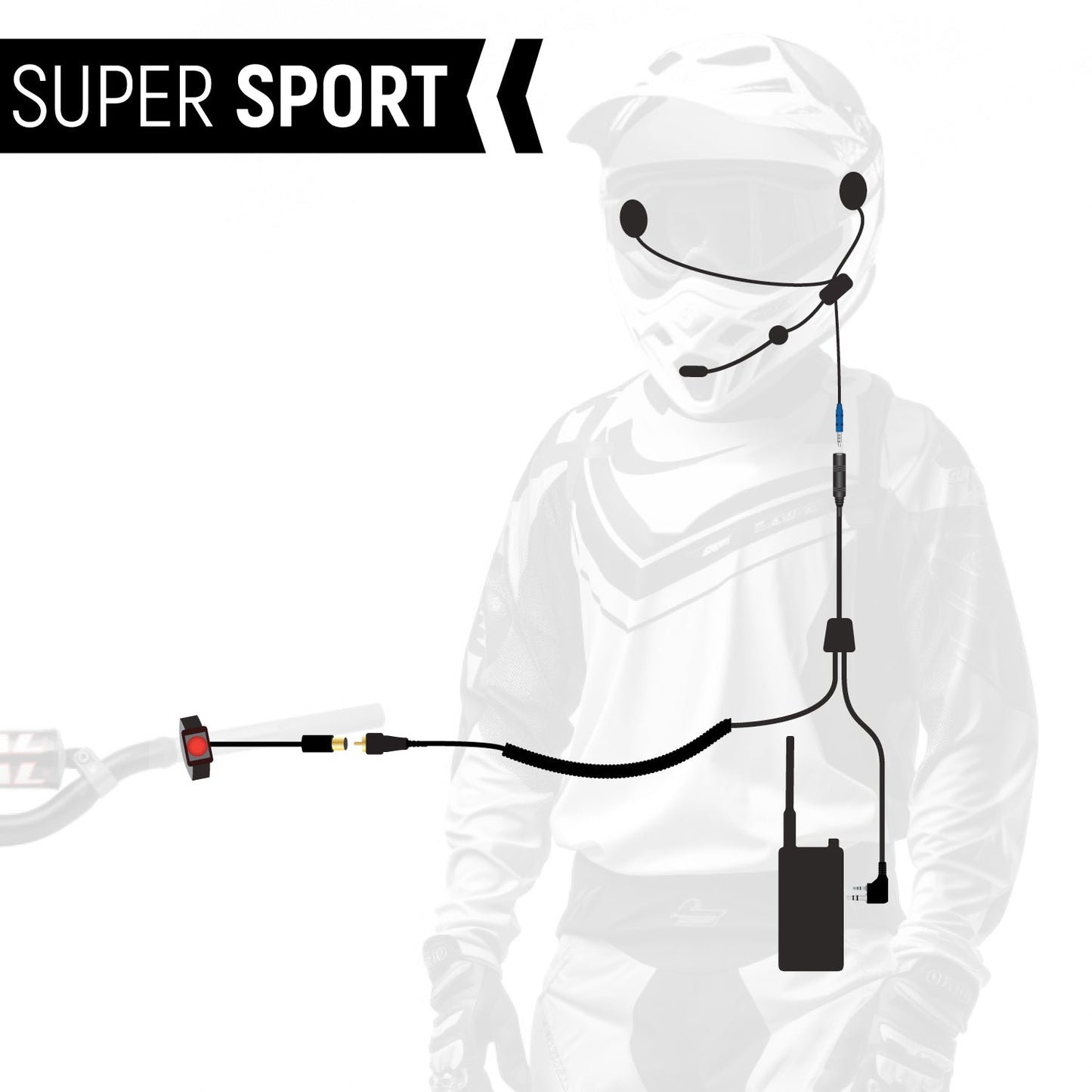 Rugged Radios MH-KIT-SPORT-V3 SUPER SPORT Complete Motorcycle Communication Kit with Lightweight SPORT Cables - V3