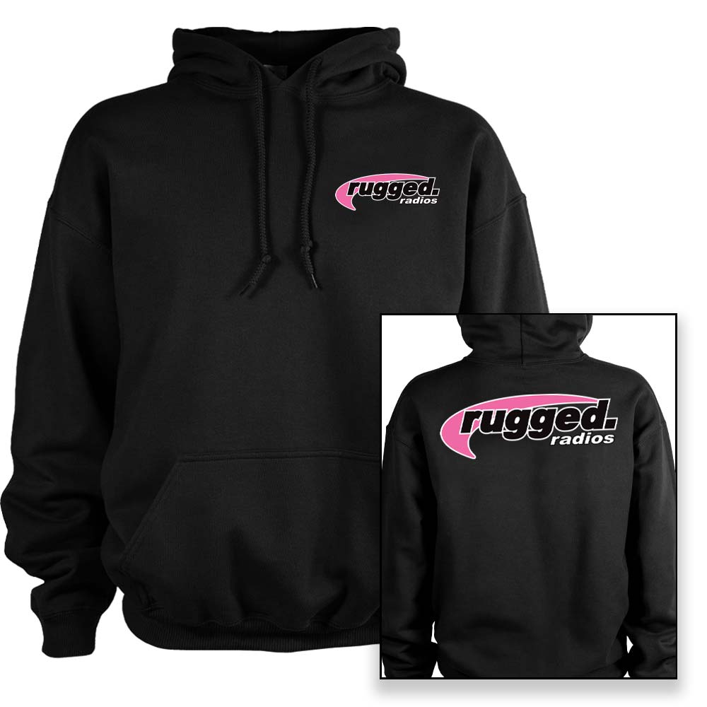 Rugged Radios HOODIE-PINK-LG Rugged Radios PINK Pullover Hoodie - Black - LG
