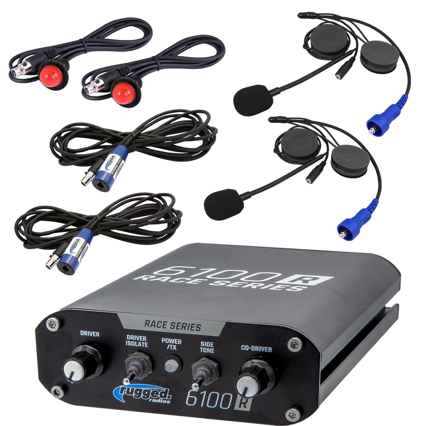 Rugged Radios 6100-2P-HK-NO-DSP RACE INTERCOM KIT - RRP6100 RACE SERIES Intercom with Helmet Kits - No - Don t Install DSP Chips