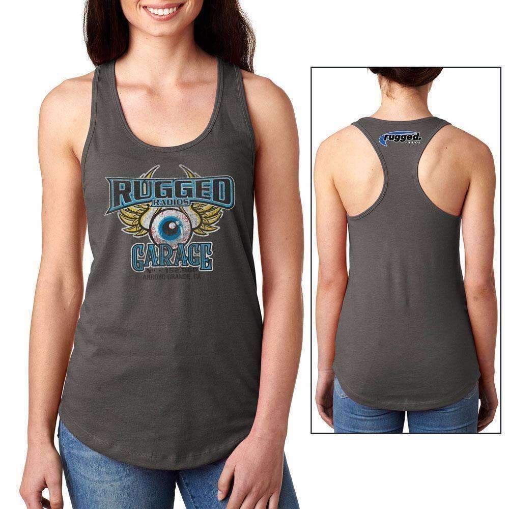 Rugged Radios LSRGT-XL Rugged Radios GARAGE Ladies Racerback Tank Top - Grey - Extra Large