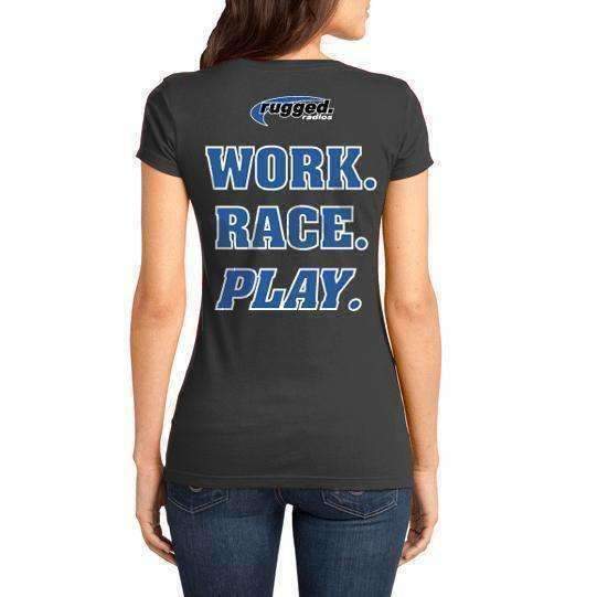 Rugged Radios LS3-XL Rugged Radios WORK RACE PLAY Ladies T-Shirt - Grey - Extra Large